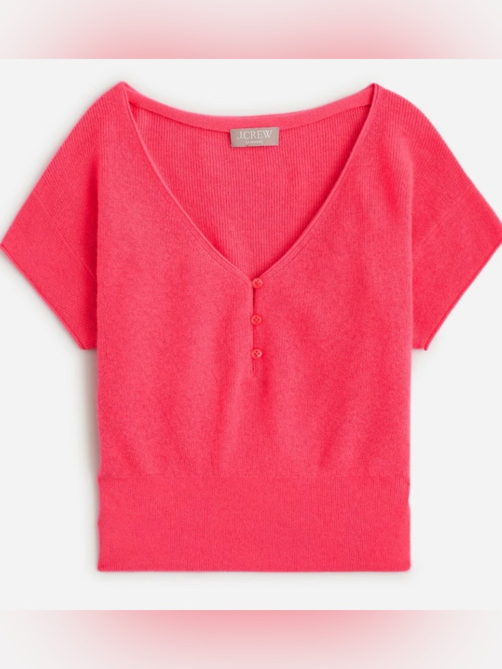 J. Crew Coral Pink Featherweight cashmere V-neck T-shirt*